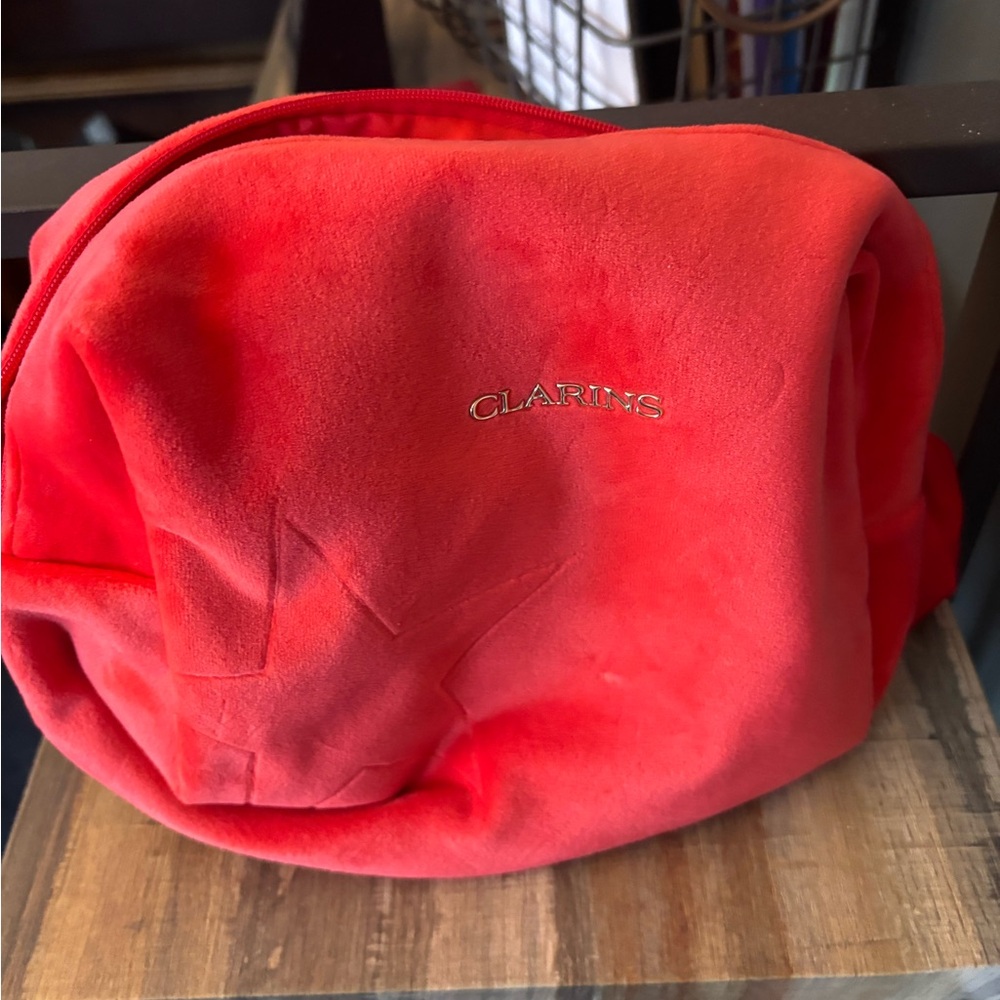 Clarins Hot Pink Velour Toiletries Bag